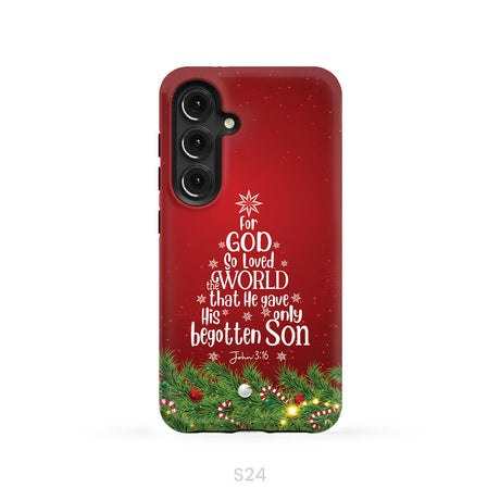John 3:16 For God So Loved The World – Christmas Tree Christian Phone Case