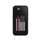 Patriotic phone cases: Jesus word cross with American flag Christian phone case