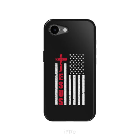 Patriotic phone cases: Jesus word cross with American flag Christian phone case