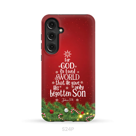 John 3:16 For God So Loved The World – Christmas Tree Christian Phone Case
