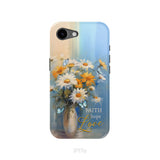Faith Hope Love, Butterflies, Daisies in a Vase, Phone Case