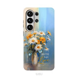 Faith Hope Love, Butterflies, Daisies in a Vase, Phone Case