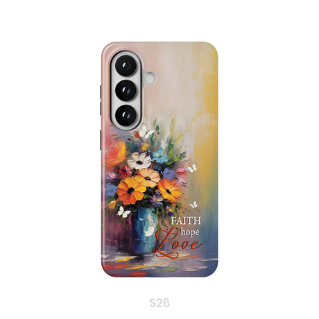 Faith Hope Love, Butterfly, Vase With Flowers, Phone Case