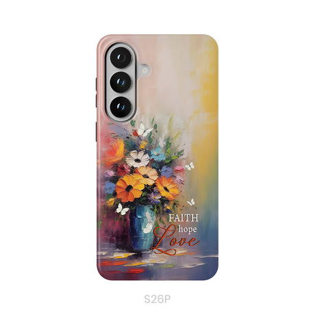 Faith Hope Love, Butterfly, Vase With Flowers, Phone Case