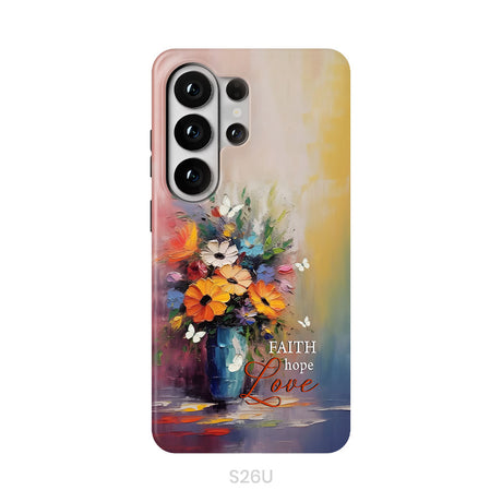 Faith Hope Love, Butterfly, Vase With Flowers, Phone Case
