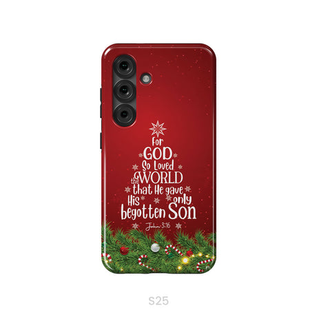 John 3:16 For God So Loved The World – Christmas Tree Christian Phone Case