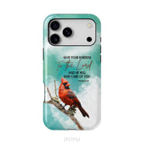 Give Your Burdens to the Lord Psalm 55:22, Cardinal Bird, Phone Case