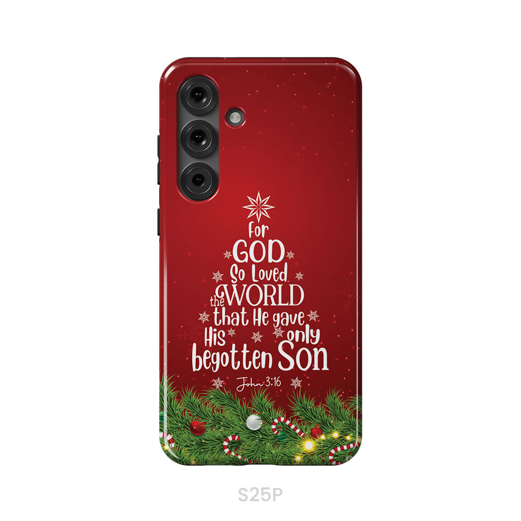 John 3:16 For God So Loved The World – Christmas Tree Christian Phone Case