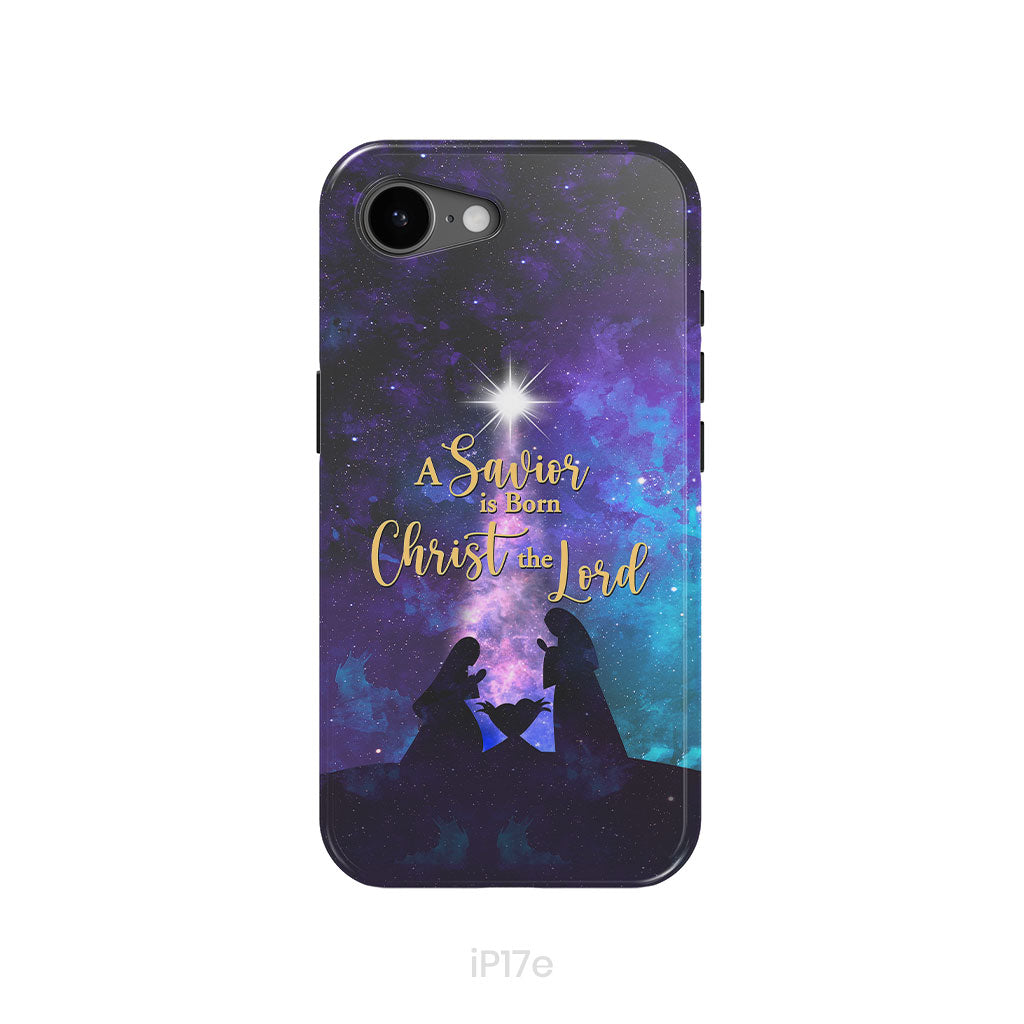 A Savior is born Christ the Lord, Christian Christmas phone case