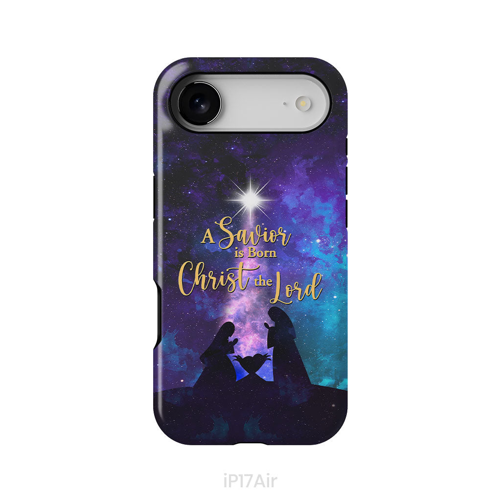A Savior is born Christ the Lord, Christian Christmas phone case