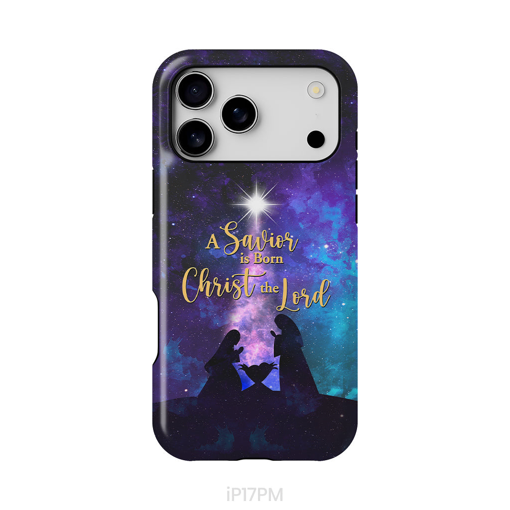 A Savior is born Christ the Lord, Christian Christmas phone case