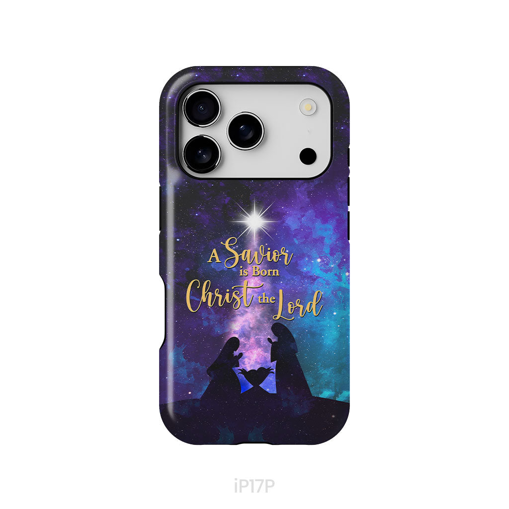 A Savior is born Christ the Lord, Christian Christmas phone case