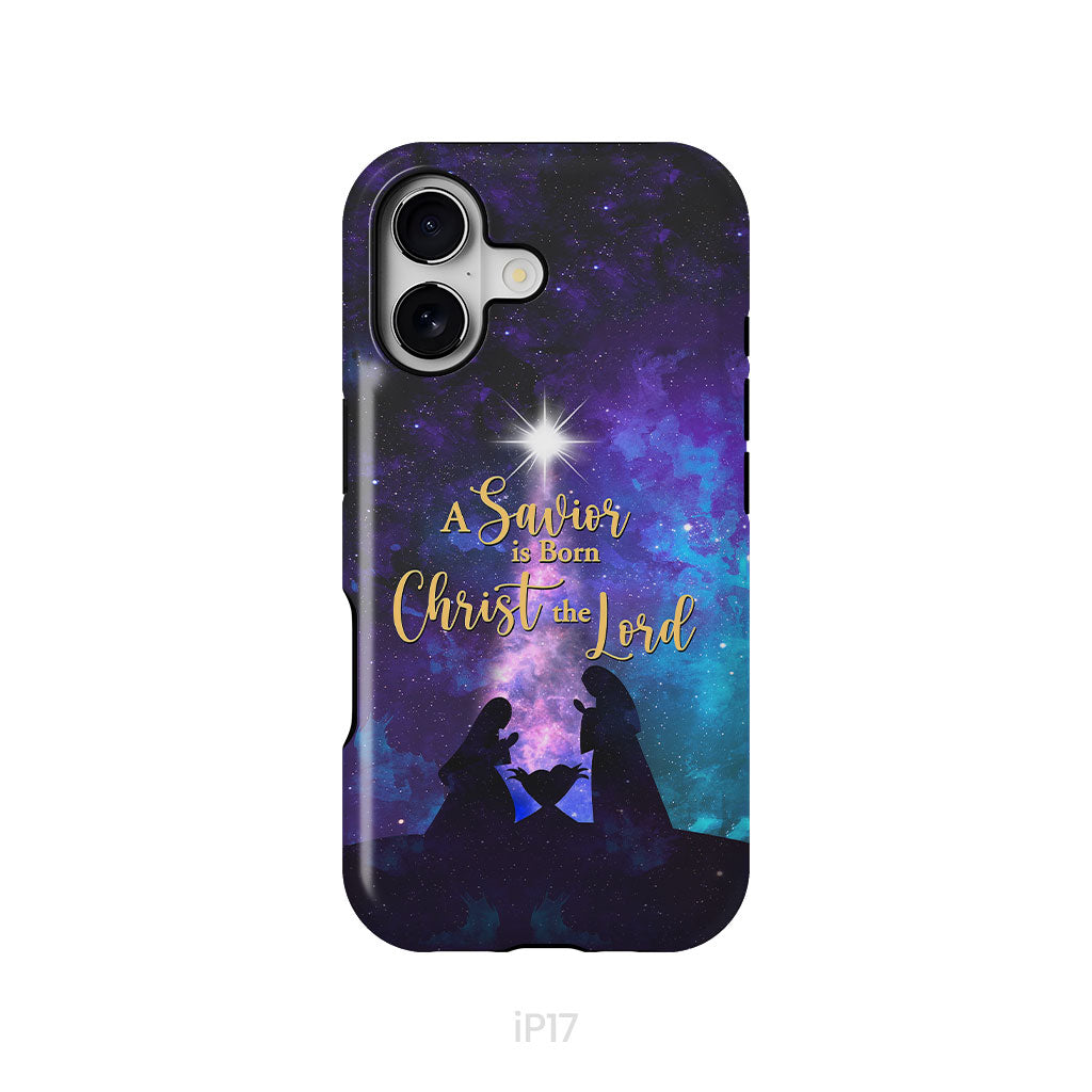 A Savior is born Christ the Lord, Christian Christmas phone case