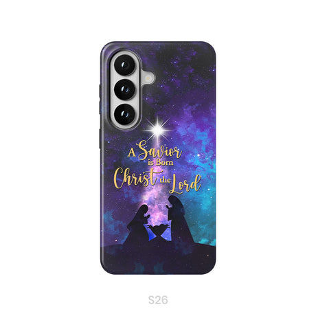 A Savior is born Christ the Lord, Christian Christmas phone case