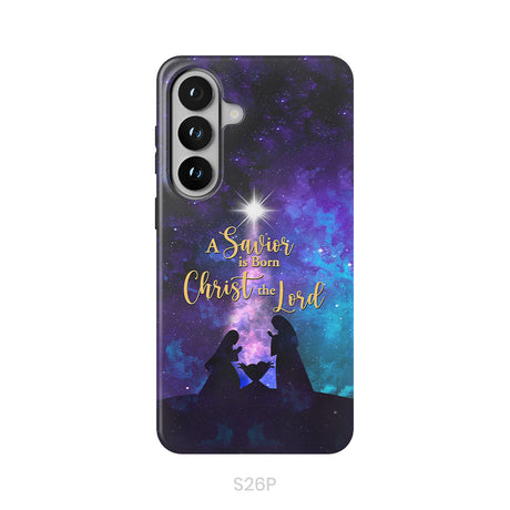 A Savior is born Christ the Lord, Christian Christmas phone case