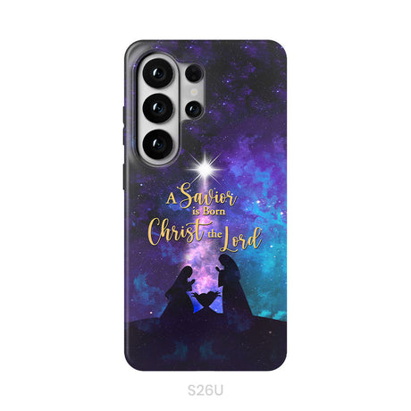 A Savior is born Christ the Lord, Christian Christmas phone case