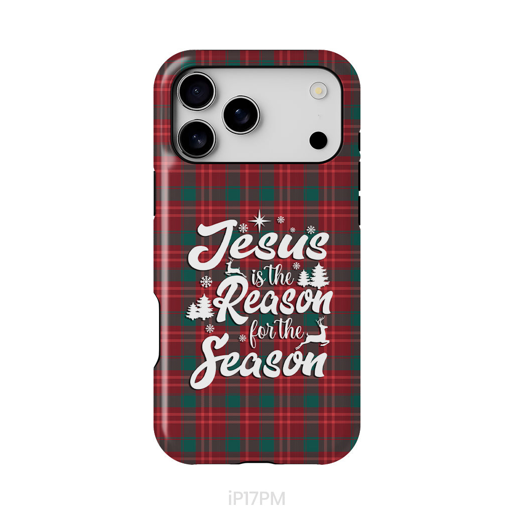 Christmas phone case, Jesus is the reason for the season, Buffalo plaid