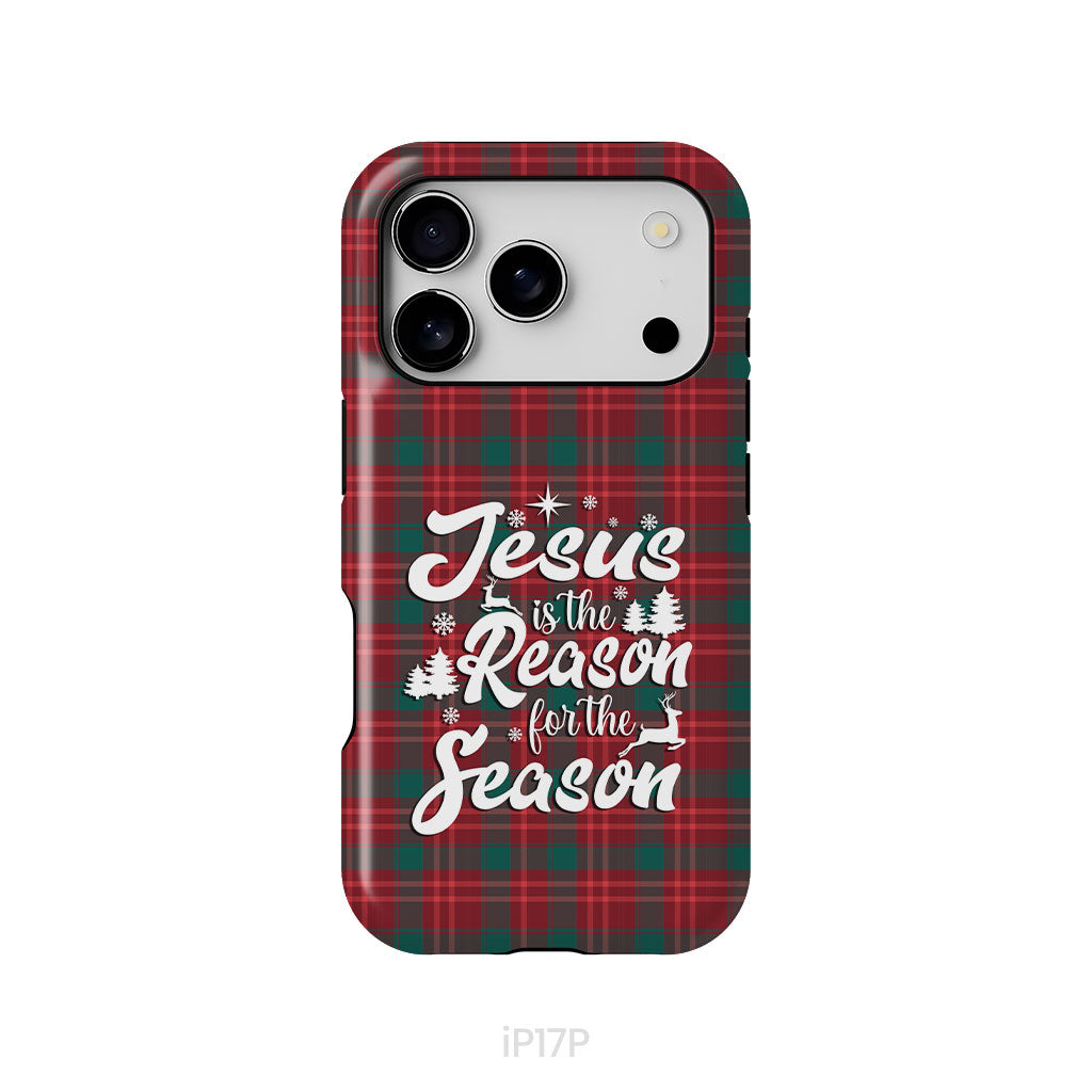 Christmas phone case, Jesus is the reason for the season, Buffalo plaid