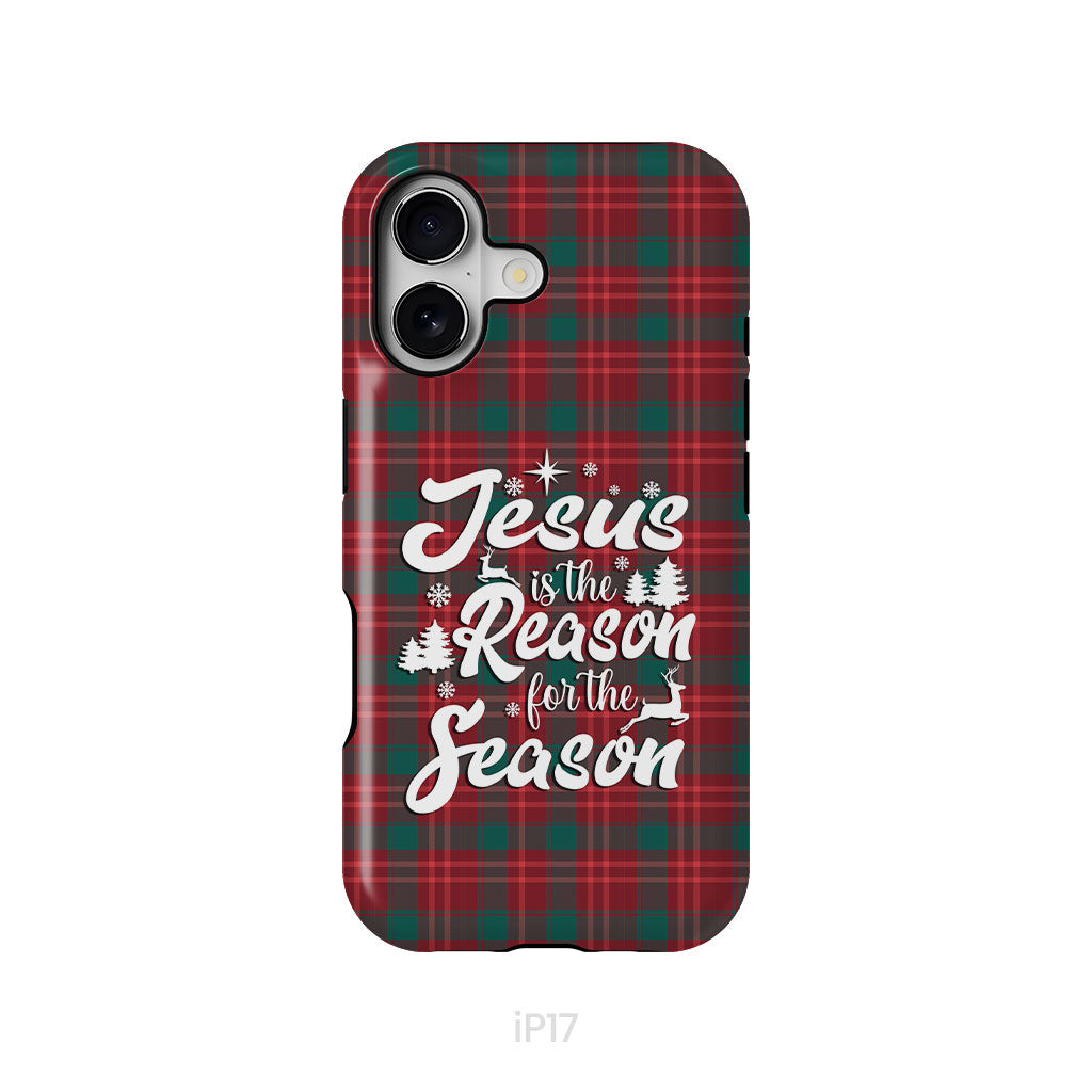 Christmas phone case, Jesus is the reason for the season, Buffalo plaid
