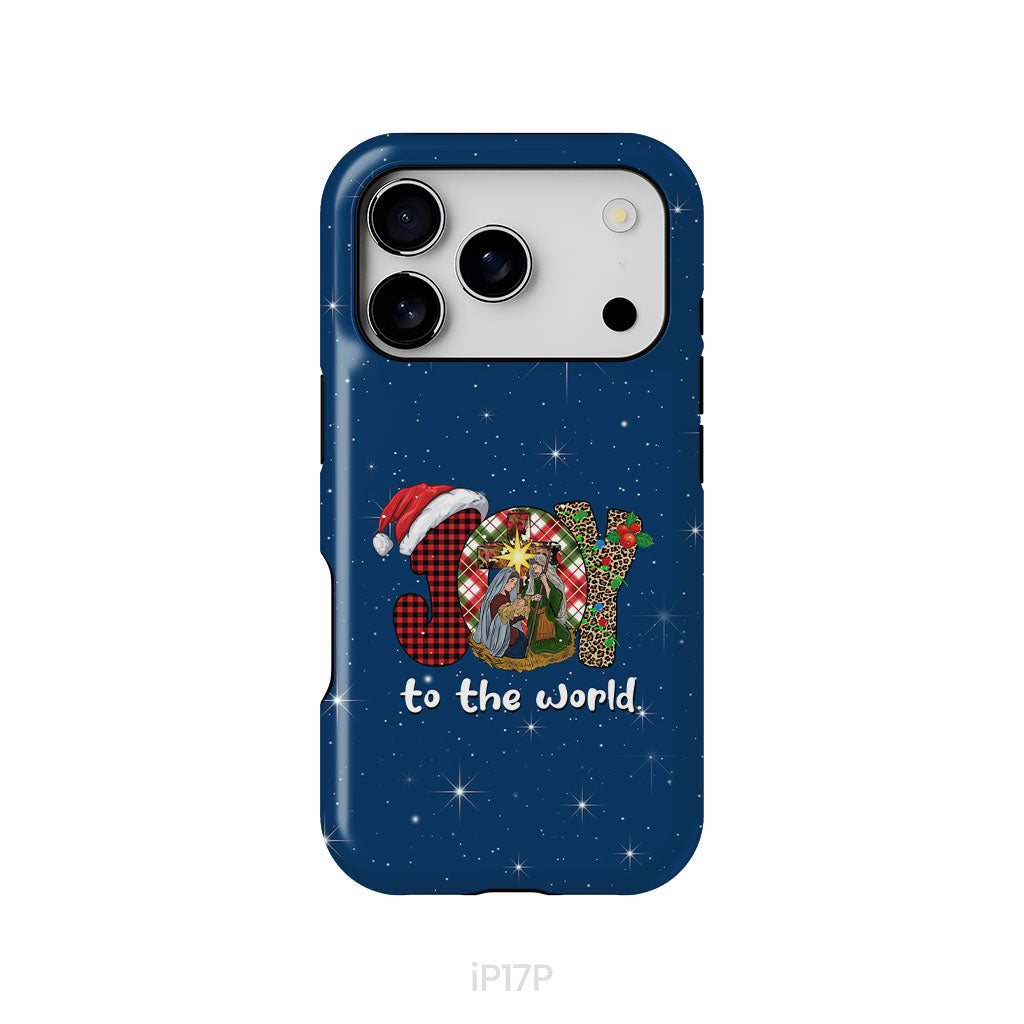 Joy to the world Buffalo plaid leopard phone case