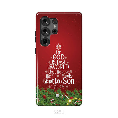 John 3:16 For God So Loved The World – Christmas Tree Christian Phone Case