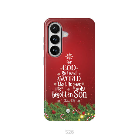 John 3:16 For God So Loved The World – Christmas Tree Christian Phone Case