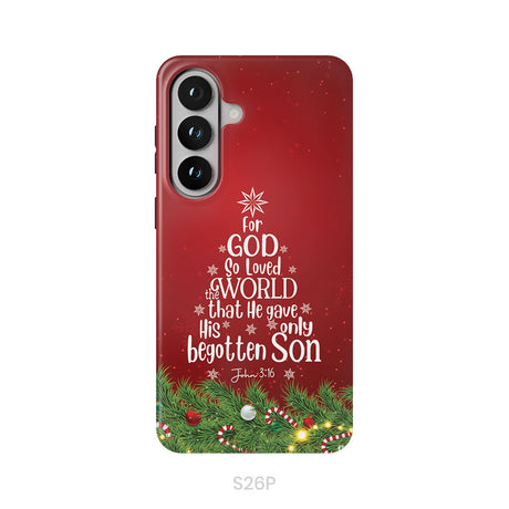 John 3:16 For God So Loved The World – Christmas Tree Christian Phone Case