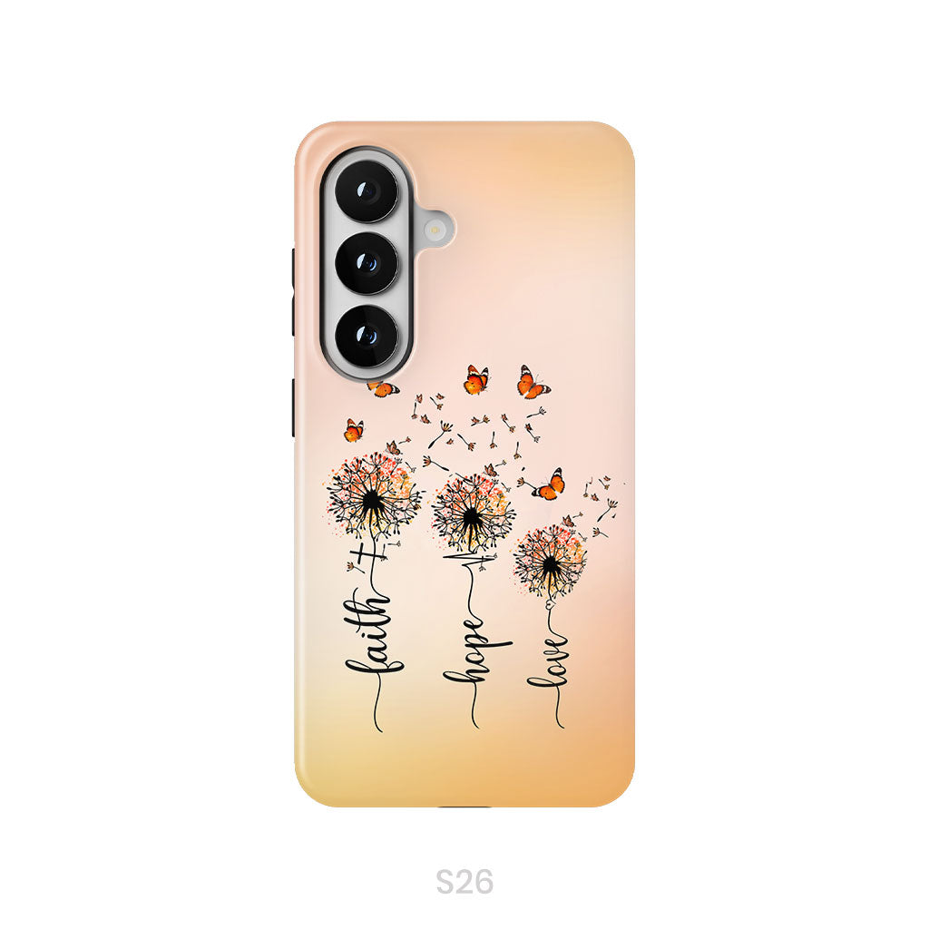 Faith Hope Love, Dandelion Butterfly, Phone Case