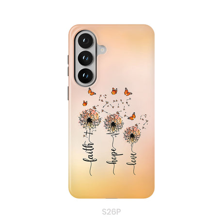 Faith Hope Love, Dandelion Butterfly, Phone Case