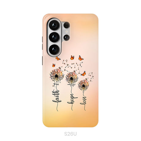 Faith Hope Love, Dandelion Butterfly, Phone Case
