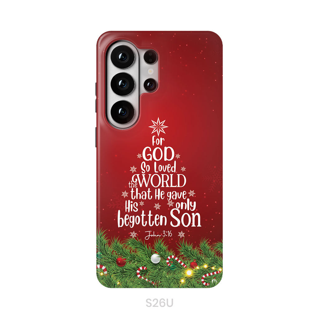 John 3:16 For God So Loved The World – Christmas Tree Christian Phone Case