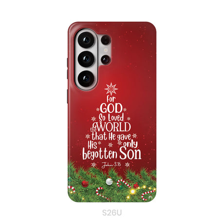 John 3:16 For God So Loved The World – Christmas Tree Christian Phone Case