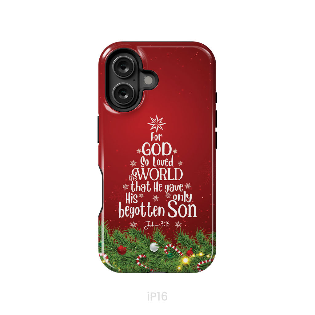 John 3:16 For God So Loved The World – Christmas Tree Christian Phone Case
