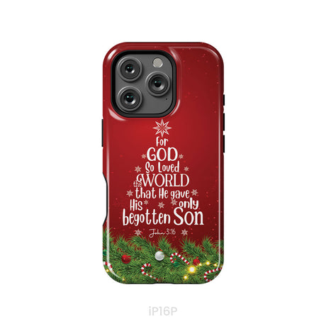 John 3:16 For God So Loved The World – Christmas Tree Christian Phone Case