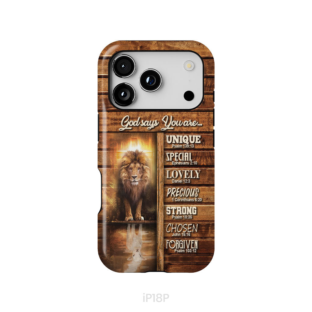 God says you are, Lion and Lamb phone case - Christian phone cases