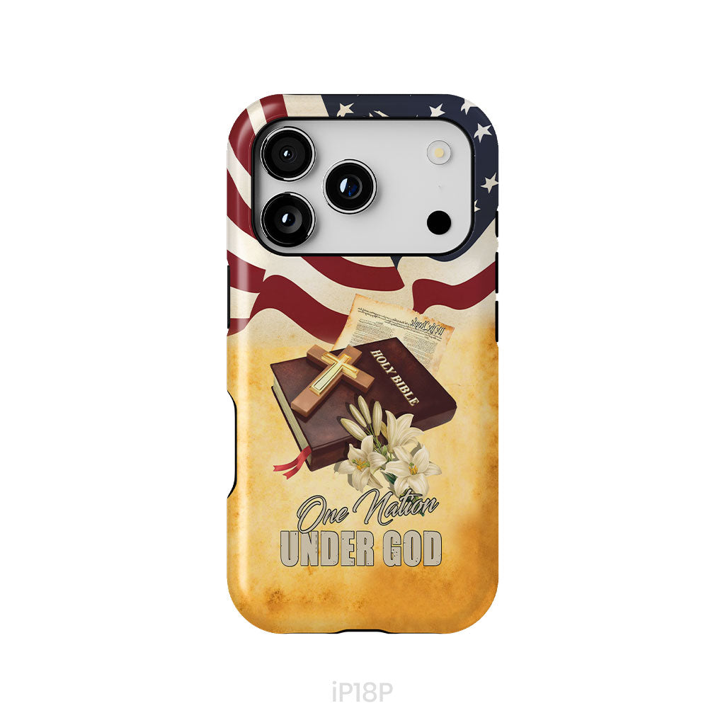 One nation under God American flag cross phone case