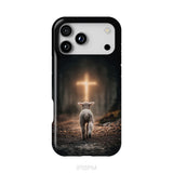Lamb Walking Toward the Glowing Cross – Christian Phone Case