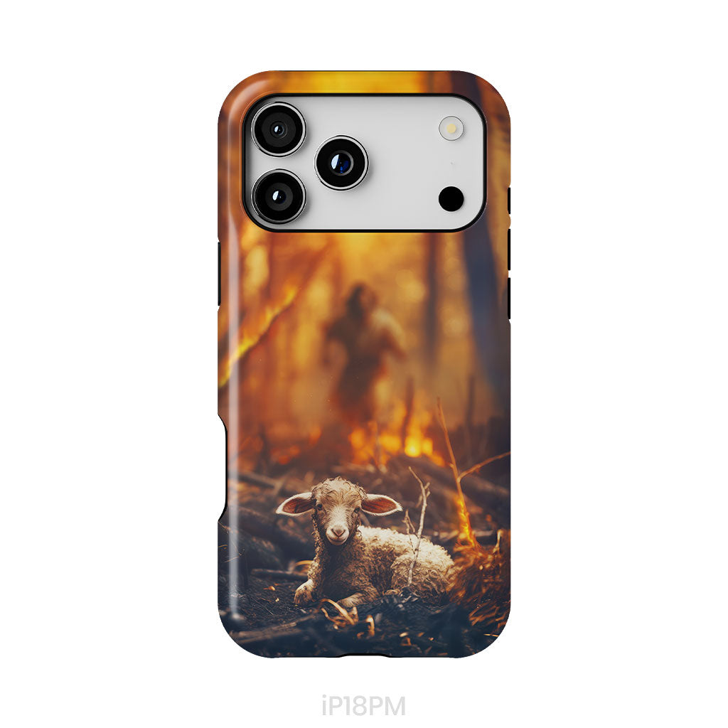 Jesus Rescues Lamb in the Fire Phone Case