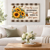 Every Day is a New Beginning, Butterfly and Sunflower, Wall Art Canvas