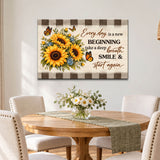 Every Day is a New Beginning, Butterfly and Sunflower, Wall Art Canvas
