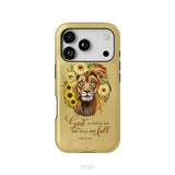 Christian phone cases: God is within her she will not fall sunflower lion phone case