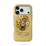 Christian phone cases: God is within her she will not fall sunflower lion phone case