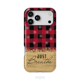 Just Breathe Red Black Buffalo phone case