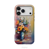 Faith Hope Love, Butterfly, Vase With Flowers, Phone Case