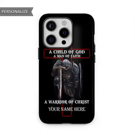 A child of God man faith warrior Christ custom name iPhone case