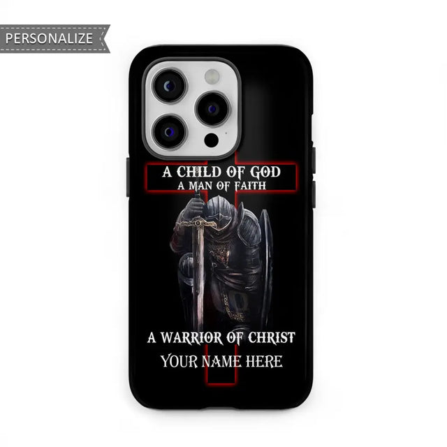 A child of God man faith warrior Christ custom name iPhone case