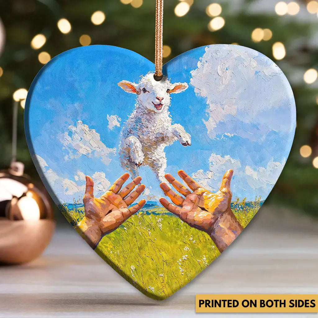 A Lamb Jumps Into Jesus’ Arms Ornament