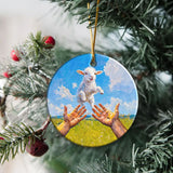 A Lamb Jumps Into Jesus’ Arms Ornament