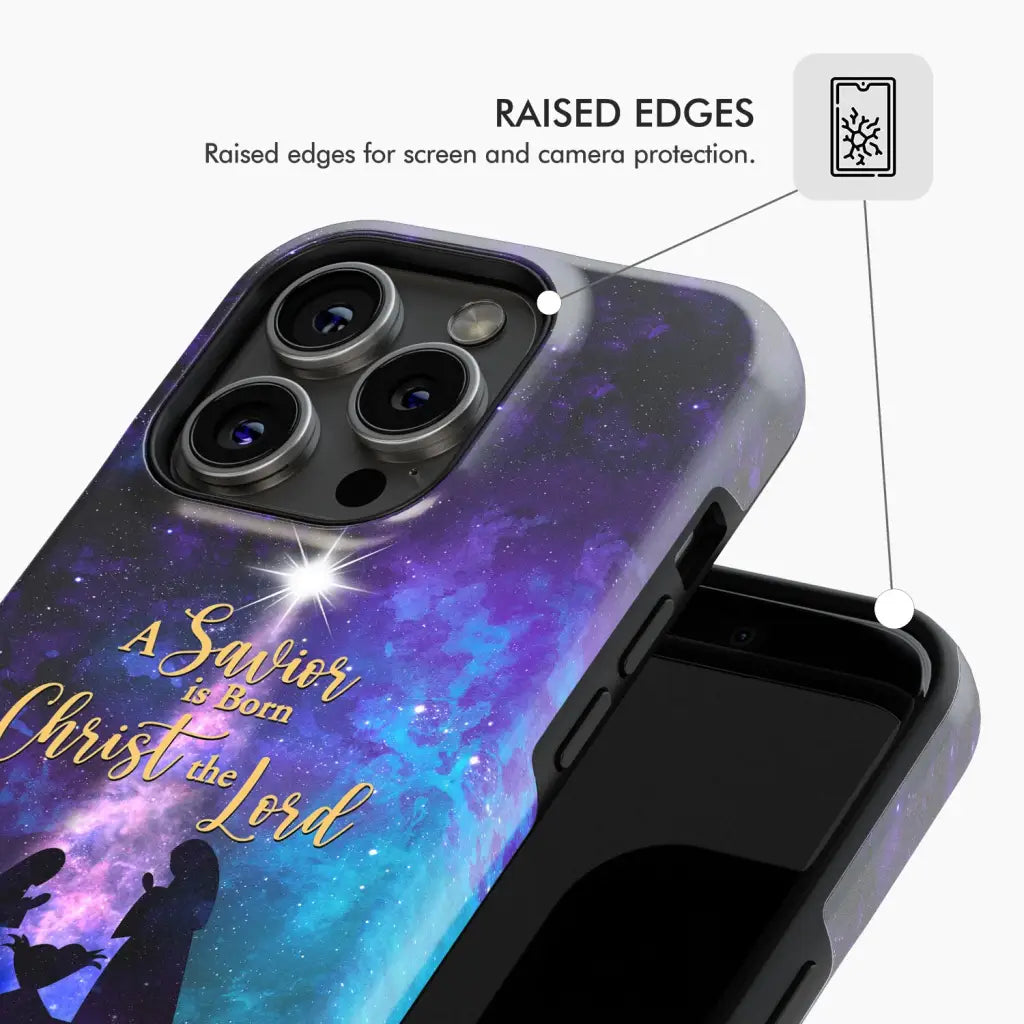 A Savior is born Christ the Lord Christian Christmas phone case