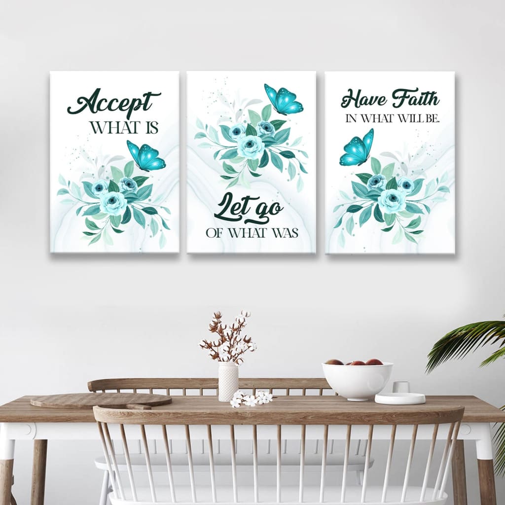 Accept what is let go of what was 3 Panels Christian wall art canvas 3 Panel (12x18)